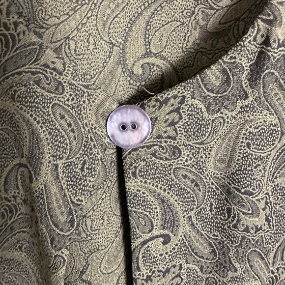Linda David cardigan 1 button over jacket lightweight green paisley plus size ￼ - Picture 10 of 11